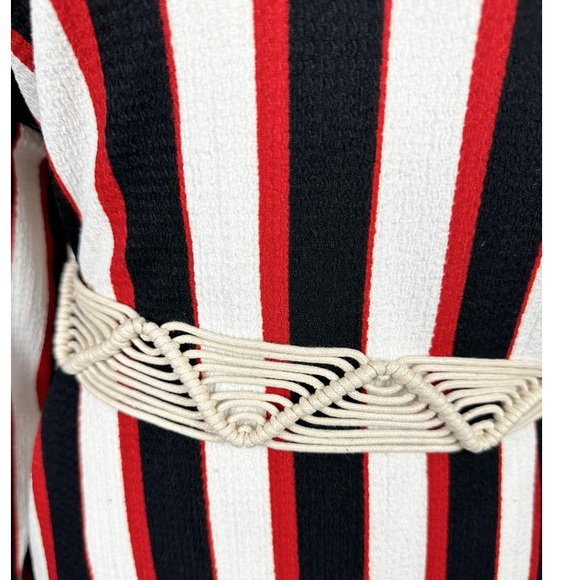 Zara Striped Dress with Woven Belt Size Small - Picture 4 of 10